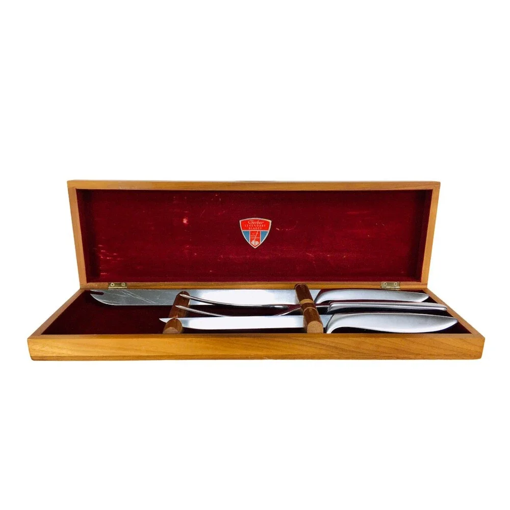 VTG 1950s Gerber Legendary Ron Snickersnees and Durendal Carving Knife Box Set